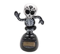 Ornamento Solar Del Coche De Cabeza De Muerte - 7 X 5 Cm, Cabeza Oscilante Danza | Figura De Decoración De Tablero De Instrumentos De Halloween, Figura Fantasma Temblor De Energía Solar, Accesorio De