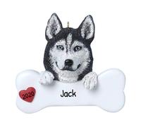 Ornamentos de Navidad para perros personalizados 2024 - Husky Husky Husky Ornamentos de huesos para amantes de los perros Perros Primer adorno de Nav