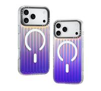 ORNARTO Prism Magnética Funda para iPhone 17 Pro (6,3"), Compatible con MagSafe, Funda Iridiscente con Efecto, Diseño de Líneas Verticales, Carcasa Antigolpes y Antirayaduras, Morado Iridiscente