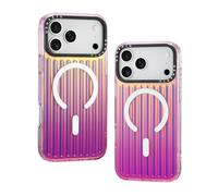 ORNARTO Prism Magnética Funda para iPhone 17 Pro (6,3"), Compatible con MagSafe, Funda Iridiscente con Efecto, Diseño de Líneas Verticales, Carcasa Antigolpes y Antirayaduras, Fucsia Iridiscente