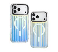 ORNARTO Prism Magnética Funda para iPhone 17 Pro (6,3"), Compatible con MagSafe, Funda Iridiscente con Efecto, Diseño de Líneas Verticales, Carcasa Antigolpes y Antirayaduras, Azul Iridiscente