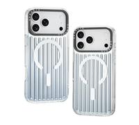 ORNARTO Prism Magnética Funda para iPhone 17 Pro (6,3"), Compatible con MagSafe, Funda Iridiscente con Efecto, Diseño de Líneas Verticales, Carcasa Antigolpes y Antirayaduras, Plata Iridiscente