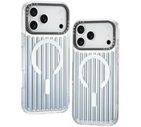 ORNARTO Prism Magnética Funda para iPhone 17 Pro MAX (6,9"), Compatible con MagSafe, Funda Iridiscente con Efecto, Diseño de Líneas Verticales, Carcasa Antigolpes y Antirayaduras, Plata Iridiscente
