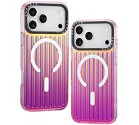 ORNARTO Prism Magnética Funda para iPhone 17 Pro MAX (6,9"), Compatible con MagSafe, Funda Iridiscente con Efecto, Diseño de Líneas Verticales, Carcasa Antigolpes y Antirayaduras, Fucsia Iridiscente