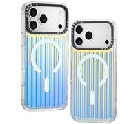 ORNARTO Prism Magnética Funda para iPhone 17 Pro MAX (6,9"), Compatible con MagSafe, Funda Iridiscente con Efecto, Diseño de Líneas Verticales, Carcasa Antigolpes y Antirayaduras, Azul Iridiscente