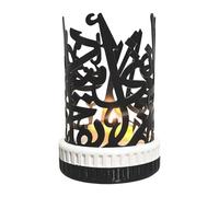 Ornate Cutout Lantern, Vintage Metal Tea Holder, 5.1 Inches Stand with Floral Pattern, Black Iron Candle Vessel, Decorative Centerpiece with Gothic Style, Tabletop Ornament for Shelf and Party