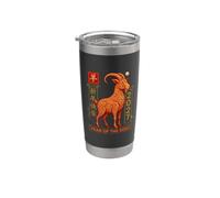 Ornate Red 2027 Año de la Cabra Año Nuevo Chino Zodiaco Vaso térmico de acero inoxidable de doble pared