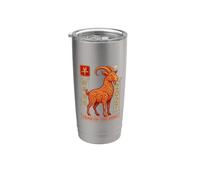 Ornate Red 2027 Año de la Cabra Año Nuevo Chino Zodiaco Vaso térmico de acero inoxidable de doble pared