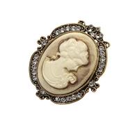 Ornate Vintage Styles Brooch Featuring Intricate Maiden Cameo Artwork In Shimmering Gold Finish Evening Event Brooch Elegant Lady Maiden Pin Set, talla única, como se describe