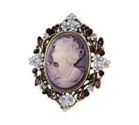 Ornate Vintage Styles Brooch Featuring Intricate Maiden Cameo Artwork In Shimmering Gold Finish Evening Event Brooch Elegant Lady Maiden Pin Set, talla única, como se describe
