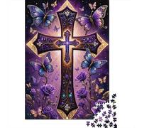 OrnateCross Rompecabezas PurpleButterfly 1000 Piezas de Papel Reciclado Adultos Y Mayores De 12 Años Juego Educativo para Relajarse Idea de Regalo 38x26cm/1000pcs