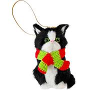 Ornativity - Adorno de Navidad con diseño de Gato Negro Peludo con Bufanda para Colgar en el árbol de Navidad