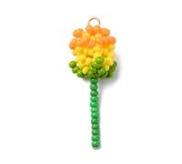 Ornazy 10 adornos colgantes de rosas amarillas, colgantes florales con cuentas de semillas, para el día de San Valentín, para hacer joyas, manualidades, regalos de vacaciones, Metal no precioso