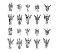 Ornazy 100 dijes de ángel tibetano de 10 estilos de plata envejecida, dijes de hada vintage de la Virgen María para hacer pulseras, collares, joyas