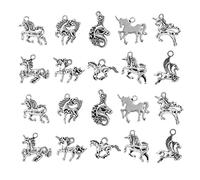 Ornazy 100 piezas de 10 estilos de plata envejecida Pegasus Horse Charms mítico unicornio animal pequeño colgante lote a granel para hacer joyas accesorios de bricolaje