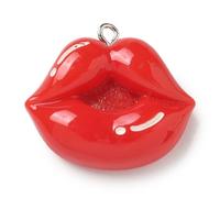 Ornazy 30 adornos colgantes para el día de San Valentín, dijes de resina en forma de labio rojo, colgantes sexys para manualidades, joyas, aretes, pulseras, accesorios de regalo, Metal no precioso