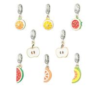 Ornazy 8 bonitos dijes esmaltados de sandía con agujero europeo, coloridos dijes de frutas 3D para hacer joyas y manualidades, Metal no precioso