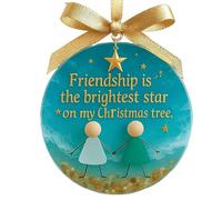 Ornement D'amitié - Pendentif En Verre De Mer | 7,62 Cm | Ornement De Sapin De Noël Souvenir Fait Main | Pour Sœurs, Partenaires, Club De Lecture, Voyages, Travail, Bureau, Porte, Fenêtre, Entrée