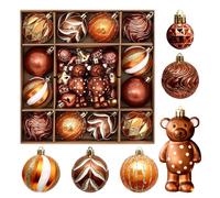 Ornements Pour Boules De Noël - 46 Pièces Décorations Pour Fête,Boules Brunes Ornements Pour Sapin De Noël,Pour Mur, Fenêtre, Porte, Manteau, Chambre, Salon, Ferme, Extérieur, Fêtes, Hiver