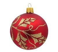 Ornex Juego de Adornos (Ø 7 cm) de Vidrio soplado y Decorado a Mano para árbol de Navidad Decoraciones, Rojo, Dorado, 3 Bolas Ø 7 cm, 3 Unidades