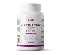 Ornitina 500mg de HSN | 120 Cápsulas Vegetales 3 Gramos de L-Ornitina MonoClorhidrato por Dosis Diaria | No-GMO, Vegano, Sin Gluten