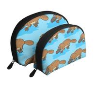 Ornitorrinco Divertido Australiano, Bolsa de Maquillaje de Concha, Monedero pequeño para Mujer, Bolsa de artículos de tocador, Bolsa de cosméticos, 2 Piezas