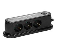 ORNO AE-13190/B - Enchufe de Escritorio (3 x 2 P+Z, con 2 Cargadores USB, Longitud de Cable de 1,4 m), Color Negro