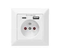 ORNO AE-13232 - Toma de corriente empotrable (USB, 1 puerto USB A, 5 V, 2,8 A, 3680 W, tipo 2P+E, 16 A, USB A, USB C, 5 V, 2,8 A)