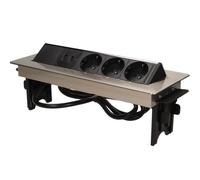 ORNO AE-1364 - Tira de enchufes retráctil de 3 vías con Cargador USB, Longitud de Cable de 6 pies, Enchufe Schuko Tipo F