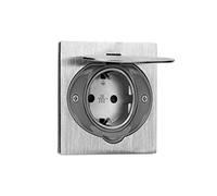 ORNO AE-1397(GS) Enchufe Hermético Empotrado Acero Inoxidable, Schuko IP44