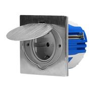 ORNO AE-1397(GS) MB Enchufe Exterior de Corriente Hermética Acero Inoxidable con Caja de Montaje a Prueba de Viento IP44 (Versión Schuko)