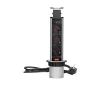 ORNO Enchufe para Mueble 3 vías con Cable 1,8m 3680W (Plástico + Metal Pintado)