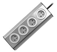 ORNO FS-2 4 Enchufes Cocina Montaje En Superficie de 45 ° 3680W para Cocina, Oficina y Encimera, Color Plateado (4 Veces con Cable)