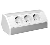 ORNO GM-9001(GS) 3 Enchufes Cocina Montaje En Superficie de 45 ° 3680W para Cocina, Oficina y Encimera (Blanco)