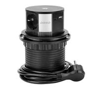 ORNO GM-9017(GS) Regleta para Muebles extraíble de Ø10cm con Cargador inductivo y USB - Cable de 1,5m