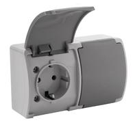 ORNO OE-7106(GS)/GR Enchufe Superficie 2x2P+Z Schuko IP44