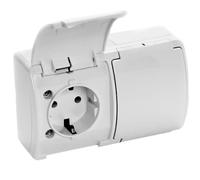 ORNO OE-7106(GS)/W Enchufe Superficie 2x2P+Z Schuko IP44