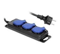 ORNO OR-AE-13158/5M Enchufe Exterior para Taller al Aire Libre IP44 de 3 vías con 5m de Cable (Tipo francés)
