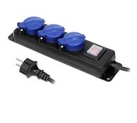 ORNO OR-AE-13192(GS)/5M Enchufe Exterior para Taller al Aire Libre IP44 de 3 vías con 5m de Cable (5m)
