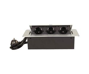 ORNO OR-AE-1337(GS) - Regleta de 3 enchufes (3 enchufes, 3600 W, con Cable Schuko de 1,5 m), Color Plateado