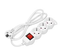 ORNO Regleta de 3 enchufes con interruptor y seguridad para niños, 2300 W, 10 A, cable de 5 metros