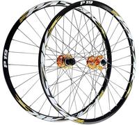Oro,27.5inch,Juego De Ruedas para Bicicletas De Montaña 26, 27,5 Y 29 Pulgadas, Buje HG, Aleación De Aluminio, Cierre Rápido, Freno De Disco, Compatibilidad con Ruedas Delanteras/Traseras MTB 7-12