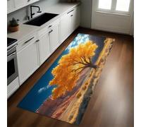 Oro Alfombra de Cocina 50 x 80 cm Paisaje otoñal de Grandes árboles Antideslizante y Lavable, Camino Multiusos Resistente al Desgaste, Antimanchas, Ideal para Bajo Fregadero y Fogones