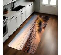 Oro Alfombras de Cocina Huellas de Playa en la Hierba 40 x 120 cm Antideslizantes, Alfombras Modernas Lavables para Pasillo, Comedor y Entrada