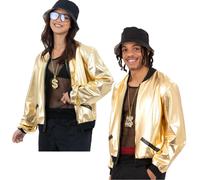 Oro Bomber Chaqueta Mujer Hombre 1990s Rap Rapero Disfraz Estrella Del Pop 90s