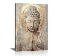 Oro Buda Estatua Marcos Con Modernos Cuadros Decoracion, Budista Espiritual Meditación Cuadro y Láminas Beige Religioso Buda Lienzos Decorativos Hogar Para Estudio Templo Salon Oficina 40X60cm
