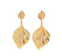 Oro Chunky hoja cuelgan pendientes de gota para las mujeres Irregular textura Metal gota Stud moda Boho declaración pendiente joyería regalo