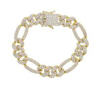 Oro de 14k sobre 925 Pulsera de cadena cubana redonda de planta de 12 mm, pulsera de moissanite pavimento, brazalete para hombres estilo hip hop: defina su estilo único con el deslumbrante encanto de