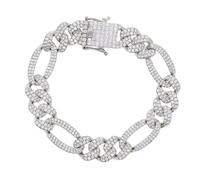 Oro de 14k sobre 925 Pulsera de cadena cubana redonda de planta de 12 mm, pulsera de moissanite pavimento, brazalete para hombres estilo hip hop: defina su estilo único con el deslumbrante encanto de