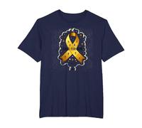 Oro de septiembre: Concientización de los Guerreros del cáncer Infantil Camiseta, Hombre Tallas Grandes, Azul Marino, 3X Alto